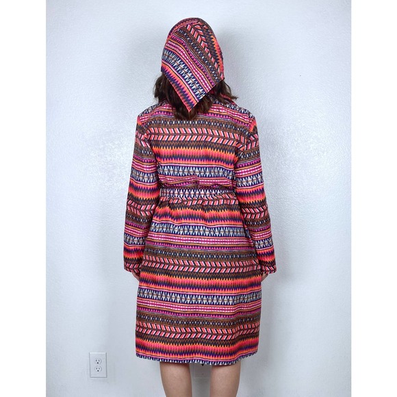 vtg 60s Neon Pink AQUASHEEN Scarf RAINCOAT Large psychedelic vinyl spring jacket - Picture 9 of 10